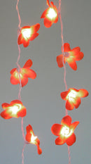 1 Set of 20 LED Orange Frangipani Flower Battery String Lights Christmas Gift Home Wedding Party Decoration Outdoor Table Garland Wreath