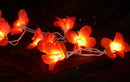 1 Set of 20 LED Orange Frangipani Flower Battery String Lights Christmas Gift Home Wedding Party Decoration Outdoor Table Garland Wreath