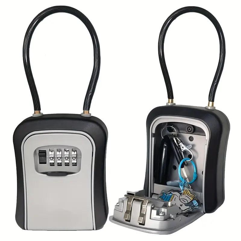Car key Lock Box Locker Case - Secure to Car or Bike Rack for Riding - GREY/Black