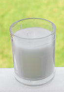 10 White Wax Clear Glass Holder Votive Candle - Wedding Event Centrepiece Table Decoration
