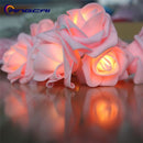 20 Pink Rose 3D Fairy Lights 3M String, Battery (AA) Indoor & Outdoor Decorations Wedding Valentines Romantic Room Table Lighting