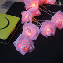 20 Pink Rose 3D Fairy Lights 3M String, Battery (AA) Indoor & Outdoor Decorations Wedding Valentines Romantic Room Table Lighting