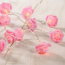 50 Pink Rose 3D Fairy Lights 5M LONG String, Battery (AA) Indoor & Outdoor Decorations Wedding Valentines Romantic Room Table Lighting