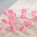 20 Pink Rose 3D Fairy Lights 3M String, Battery (AA) Indoor & Outdoor Decorations Wedding Valentines Romantic Room Table Lighting