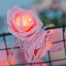 20 Pink Rose 3D Fairy Lights 3M String, Battery (AA) Indoor & Outdoor Decorations Wedding Valentines Romantic Room Table Lighting