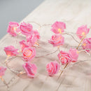 50 Pink Rose 3D Fairy Lights 5M LONG String, Battery (AA) Indoor & Outdoor Decorations Wedding Valentines Romantic Room Table Lighting