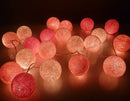 1 Set of 20 LED Pink 5cm Cotton Ball Battery Powered String Lights Christmas Gift Home Wedding Party Girl Bedroom Decoration Outdoor Indoor Table