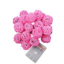1 Set of Pink 5cm Rattan Cane 50 Ball Battery Powered LONG 5m String Lights Christmas Gift Home Wedding Party Bedroom Decoration Table Centrepiece