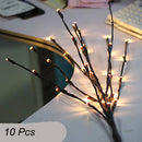 10 Sets of LED Light Bunch Stem - Warm White BATTERY fairy lights - 50cm high 20 bulbs/petals