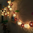1 Set of Purple n White 5cm Rattan Cane 20 Ball Battery Powered 3m String Lights Christmas Gift Home Wedding Party Bedroom