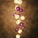 1 Set of Purple n White 5cm Rattan Cane 50 Ball Battery Powered LONG 5m String Lights Christmas Gift Home Wedding Party Bedroom Decoration
