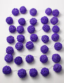 1 Set of 20 LED Cassis Purple 5cm Rattan Cane Ball Battery Powered String Lights Christmas Gift Home Wedding Party Bedroom Decoration