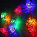 20 Rainbow 3D Hollowed Rattan Heart-Shaped 3M String Fairy Lights, Battery (AA) Indoor & Outdoor Decorations Birthday Kids Celebration Party Lighting
