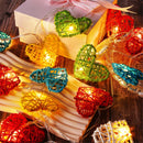 20 Rainbow 3D Hollowed Rattan Heart-Shaped 3M String Fairy Lights, Battery (AA) Indoor & Outdoor Decorations Birthday Kids Celebration Party Lighting