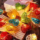 20 Rainbow 3D Hollowed Rattan Heart-Shaped 3M String Fairy Lights, Battery (AA) Indoor & Outdoor Decorations Birthday Kids Celebration Party Lighting