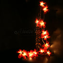 1 Set of 20 LED Deep Red Frangipani Flower Battery String Lights Christmas Gift Home Wedding Party Decoration Outdoor Table Garland Wreath