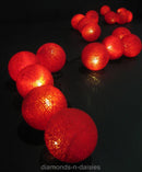 1 Set of 20 LED Red 5cm Cotton Ball Battery Powered String Lights Christmas Gift Home Wedding Party Bedroom Decoration Outdoor Indoor Table