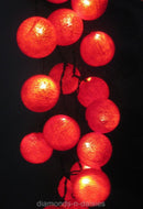 1 Set of 20 LED Red 5cm Cotton Ball Battery Powered String Lights Christmas Gift Home Wedding Party Bedroom Decoration Outdoor Indoor Table