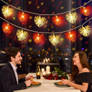 20 Red and White 3D Hollowed Rattan Heart-Shaped 3M String Fairy Lights, Battery (AA) Indoor & Outdoor Decorations Wedding Valentines Romantic