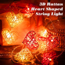 50 Red and White 3D Hollowed Rattan Heart-Shaped 5M LONG String Fairy Lights, Battery (AA) Indoor & Outdoor Decorations Wedding Valentines Romantic