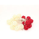 1 Set of Red and White 5cm Rattan Cane 50 Ball Battery Powered LONG 5m String Lights Christmas Gift Home Wedding Party Bedroom Decoration