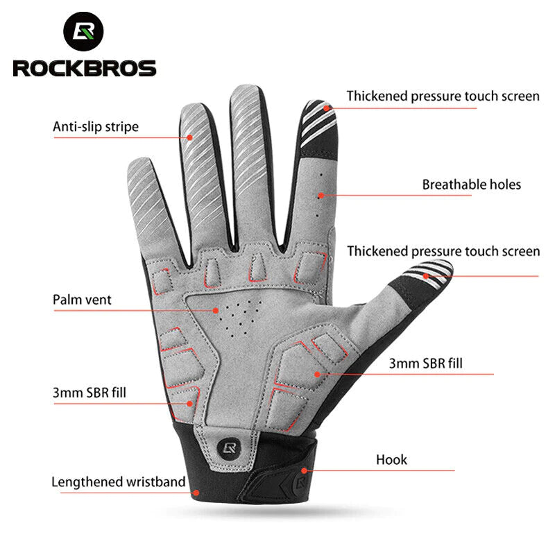 MTB Gloves for Mountain Road Bike Breathable Winter Autumn Spring Cycling Camping Running Outdoor Sport Rockbros