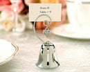 100 Bulk Buy Pack of Silver Wedding Kissing Bell Name Card Stand Holder with Heart in Ring Bomboniere Favour Gift