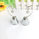 100 Bulk Buy Pack of Silver Wedding Kissing Bell Name Card Stand Holder with Heart in Ring Bomboniere Favour Gift