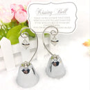 100 Bulk Buy Pack of Silver Wedding Kissing Bell Name Card Stand Holder with Heart in Ring Bomboniere Favour Gift