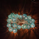 1 Set of Turquoise Blue 5cm Rattan Cane 50 Ball Battery Powered LONG 5m String Lights Christmas Gift Home Wedding Party Bedroom Decoration