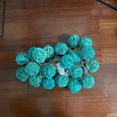 1 Set of 20 LED Turquoise 5cm Rattan Cane Ball Battery Powered String Lights Christmas Gift Home Wedding Party Bedroom Decoration Table Centrepiece