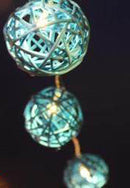 1 Set of Turquoise Blue 5cm Rattan Cane 50 Ball Battery Powered LONG 5m String Lights Christmas Gift Home Wedding Party Bedroom Decoration
