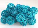 1 Set of Turquoise Blue 5cm Rattan Cane 50 Ball Battery Powered LONG 5m String Lights Christmas Gift Home Wedding Party Bedroom Decoration