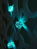 1 Set of 20 LED Turquoise 5cm Rattan Cane Ball Battery Powered String Lights Christmas Gift Home Wedding Party Bedroom Decoration Table Centrepiece