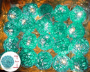 1 Set of Turquoise Blue 5cm Rattan Cane 50 Ball Battery Powered LONG 5m String Lights Christmas Gift Home Wedding Party Bedroom Decoration