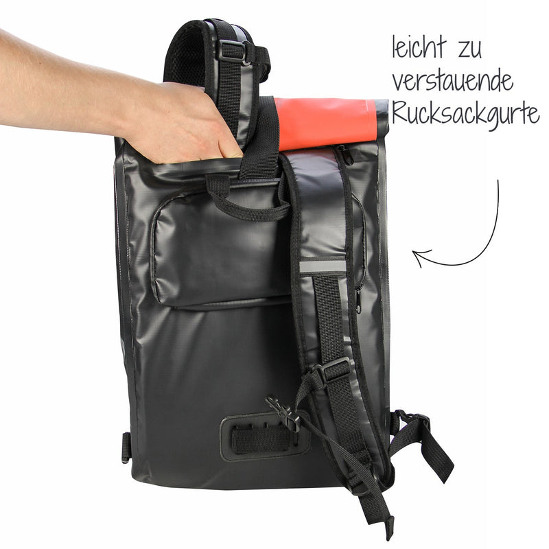 Bike Pannier Bag Backpack 2 in 1 -- 23L Water Resistant Red Tourer Journey Work
