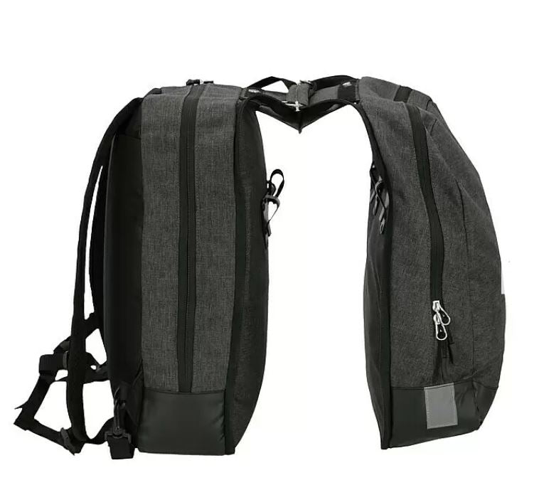 Bike Pannier Bag Backpack 2 in 1 -- 25L Water Resistant Black Tourer Journey Work