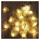 50 White 3D Hollowed Rattan Heart-Shaped 5M LONG String Fairy Lights, Battery (AA) Indoor & Outdoor Decorations Wedding Valentines Romantic Room