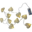 50 White 3D Hollowed Rattan Heart-Shaped 5M LONG String Fairy Lights, Battery (AA) Indoor & Outdoor Decorations Wedding Valentines Romantic Room
