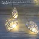 20 White 3D Hollowed Rattan Heart-Shaped 3M String Fairy Lights, Battery (AA) Indoor & Outdoor Decorations Wedding Valentines Romantic Room