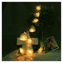 20 White 3D Hollowed Rattan Heart-Shaped 3M String Fairy Lights, Battery (AA) Indoor & Outdoor Decorations Wedding Valentines Romantic Room