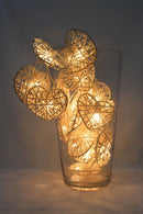 50 White 3D Hollowed Rattan Heart-Shaped 5M LONG String Fairy Lights, Battery (AA) Indoor & Outdoor Decorations Wedding Valentines Romantic Room