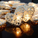 20 White 3D Hollowed Rattan Heart-Shaped 3M String Fairy Lights, Battery (AA) Indoor & Outdoor Decorations Wedding Valentines Romantic Room