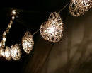 50 White 3D Hollowed Rattan Heart-Shaped 5M LONG String Fairy Lights, Battery (AA) Indoor & Outdoor Decorations Wedding Valentines Romantic Room