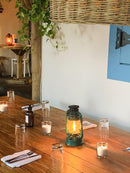 20 White Wax Clear Glass Holder Votive Candle - Wedding Event Centrepiece Table Decoration