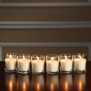 20 White Wax Clear Glass Holder Votive Candle - Wedding Event Centrepiece Table Decoration