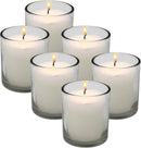 20 White Wax Clear Glass Holder Votive Candle - Wedding Event Centrepiece Table Decoration