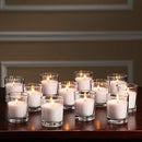 10 White Wax Clear Glass Holder Votive Candle - Wedding Event Centrepiece Table Decoration