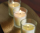 10 White Wax Clear Glass Holder Votive Candle - Wedding Event Centrepiece Table Decoration
