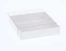 100 Pack of 15cm Square Invitation Coaster Favor Function product Presentation Cookie Biscuit Gift Box - 4cm deep - White Card Clear PVC Lid